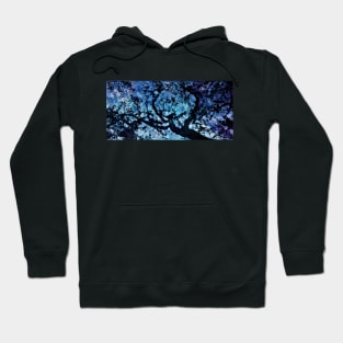 Impressionist Silhouette Trees in Blue Moonlight Hoodie